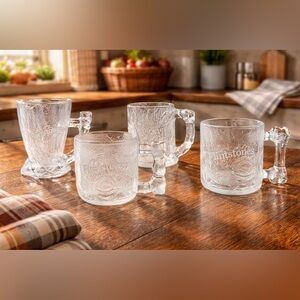 Vintage 1993 McDonald’s Flintstones Collector Glass Mug Set. G13